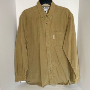 Columbia mustard yellow waffle corduroy long sleeve button down men’s size Large